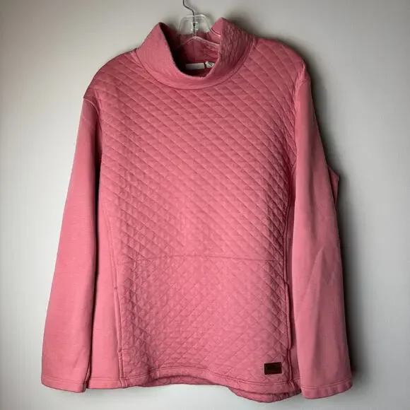 L.L. Bean Mock Neck Quilted Pullover Rose Pink Size L - Picture 2 of 8